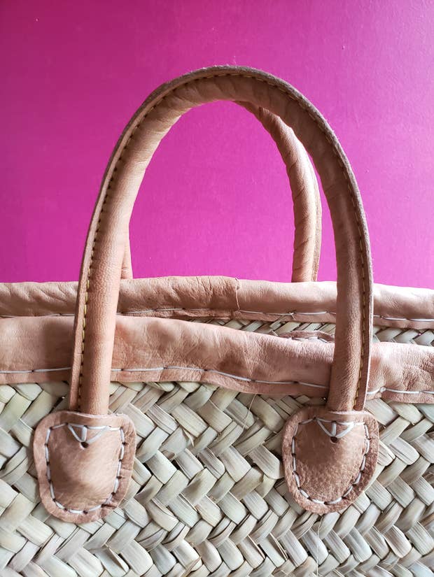 Long Handle French Market Basket (M) - Undyed Leather - French